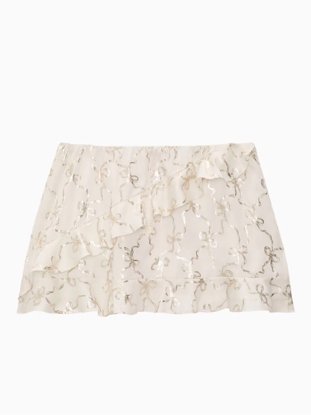 PINK X LoveShackFancy Satin Flounce Mini Skirt Ruffle XL Coconut White Ribbon